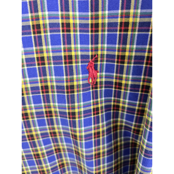 RALPH LAUREN CLASSIC FIT blue Plaid Long Sleeve Cotton Shirt. Mens Size 4XLT - Picture 2 of 6